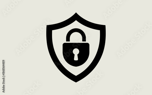 Shield with locked padlock symbolizing security and protection.