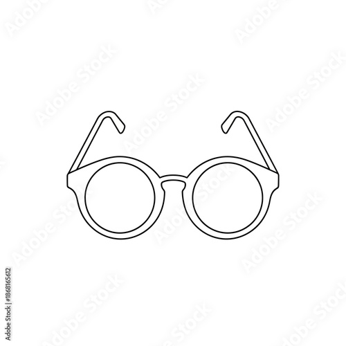 Retro Round Glasses Icon, Vintage Eyewear Outline, Minimalist Spectacle Symbol