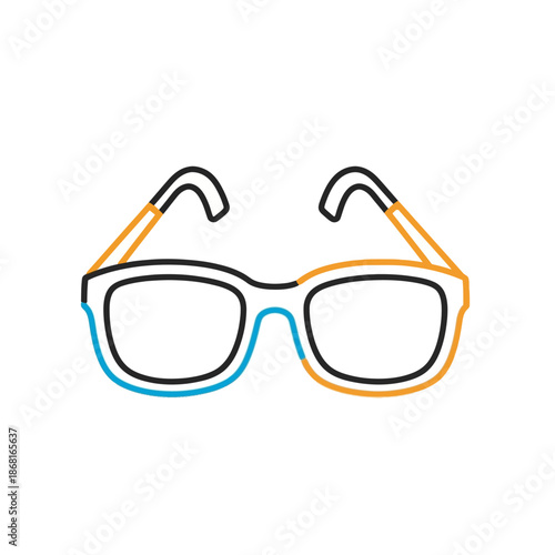 Retro Style Glasses Icon Outline, Minimalist Fashion Accessory Vector