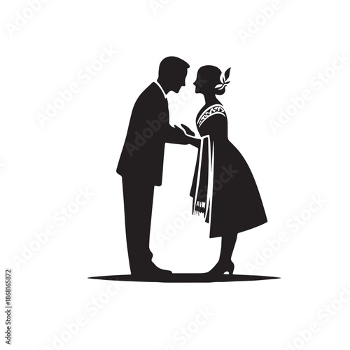 Black Traditional Greeting Silhouette Vector, High Quality Illustration on White Background