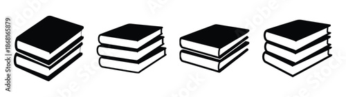 Collection of four stacked books in a simple sketch style