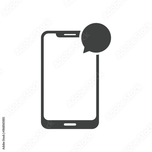 A modern smartphone graphic featuring a prominent chat bubble to symbolize texting, messaging, and online conversation. Perfect for topics on digital communication, mobile apps, and technology