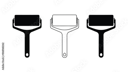 Three paint rollers in different shades a visual representation of painting tools