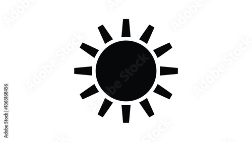 Simple black and white illustration of a sun with radiating lines