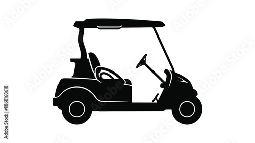 A black silhouette of a golf cart side view simple and modern design