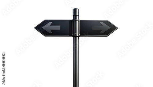 A signpost displays two directions left and right arrows against a dark background