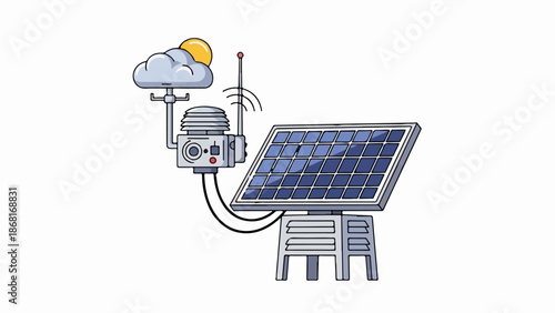 A solar-powered weather station with a sun and cloud