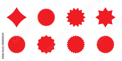 Starburst black sticker set. Collection of special offer sale round shaped sunburst,starburst labels and badges. Promo stickers with star edges. Vector illustration.