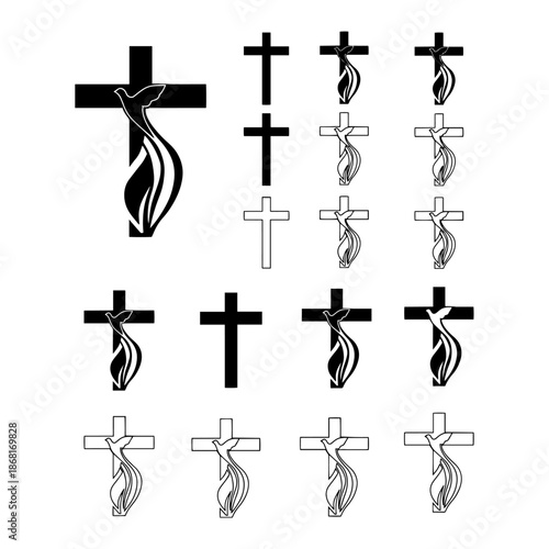 Cross and Dove solid silhouette pack