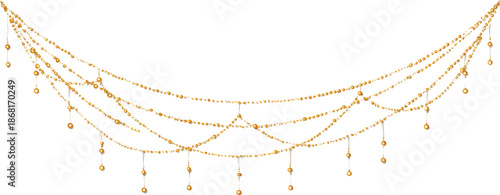 a simple line drawing of an elegant garland made by small yellow pearls
