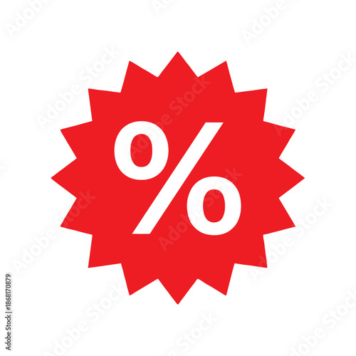 Red Discount Percentage Badge Icon – Sale, Offer and Promotion Symbol