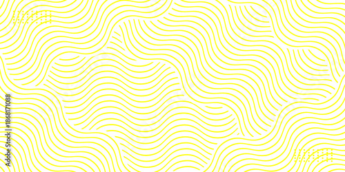Yellow instant noodles, pasta, and spaghetti textures with geometric wavy lines. Ramen and pasta vector patterns. background white modern