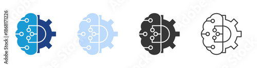 Machine Learning Icon Set Multiple Style Collection