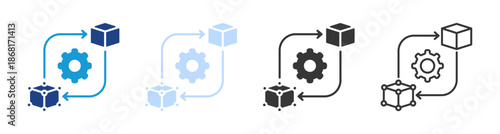 Digital Twin Icon Set Multiple Style Collection