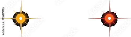 A yellow light flare on a white background