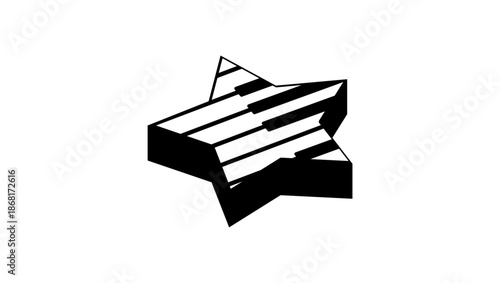 Star Piano Logo, black isolated silhouette