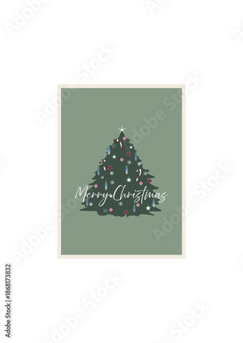 Christmas Tree with Decorative Ornaments Vector Illustration