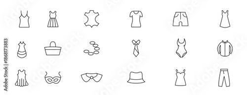 fashion and clothing line icon set fashion sewing