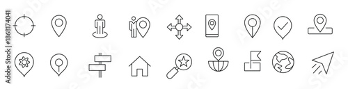 location line icon set navigation maps iogistics