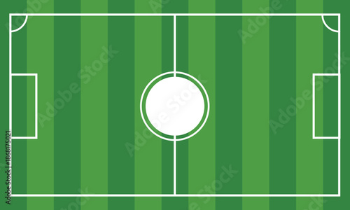 Football field. Soccer pitch scheme top, side and perspective view. Realistic football court or stadium with green grass vector.