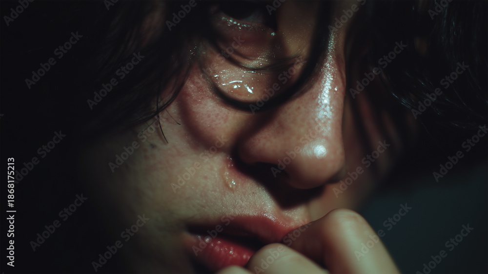 © bephoto - 不安げに涙ぐむ男性、心の揺れを捉えたポートレート © bephoto - 不安げに涙ぐむ男性、心の揺れを捉えたポートレート