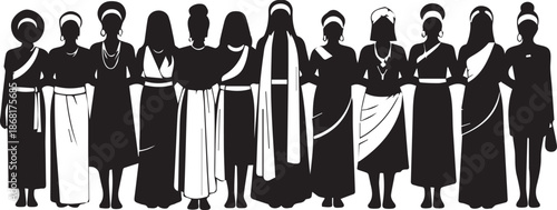 Diverse group of people in traditional african clothing standing together