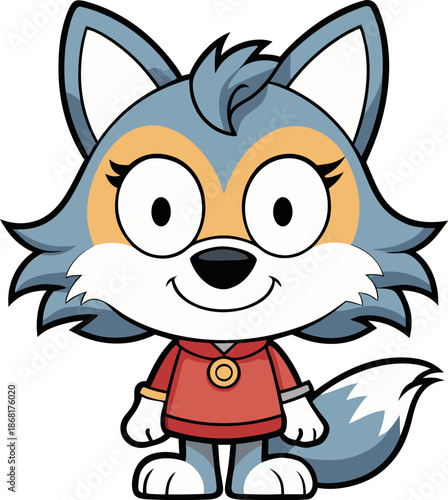 Cartoon wolf wearing glasses