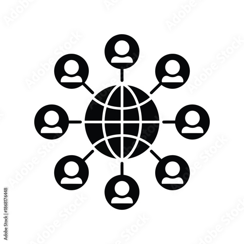 Global network of people connecting individuals across the world visually shown