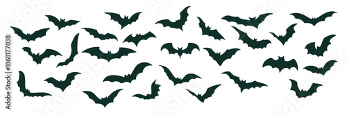 silhouette of troop flying bats horror vampire