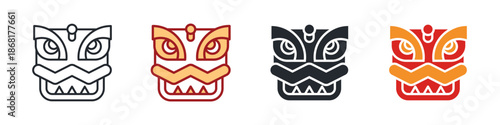 Liondance Icon Set Multiple Style. Designed In Outline, Blue, Glyph, Dual Tone