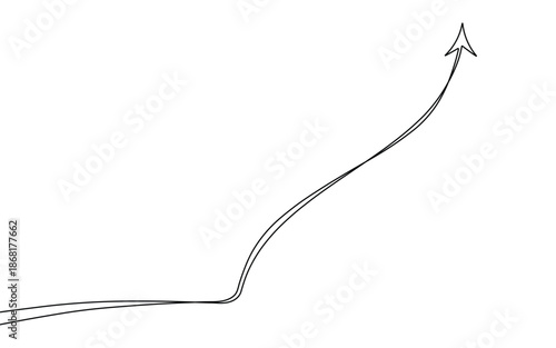 Success arrow moving forward growth path upward direction continuous line drawing simple graphic design