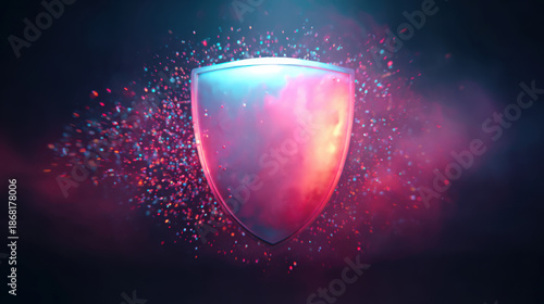 Shield protecting digital data from security risks and cyber threats