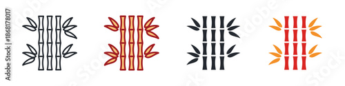Bamboo Icon Set Multiple Style. Designed In Outline, Blue, Glyph, Dual Tone