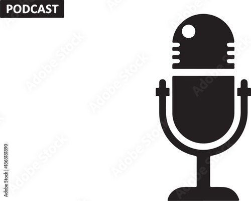 Retro vector microphone icon illustration for music and audio design