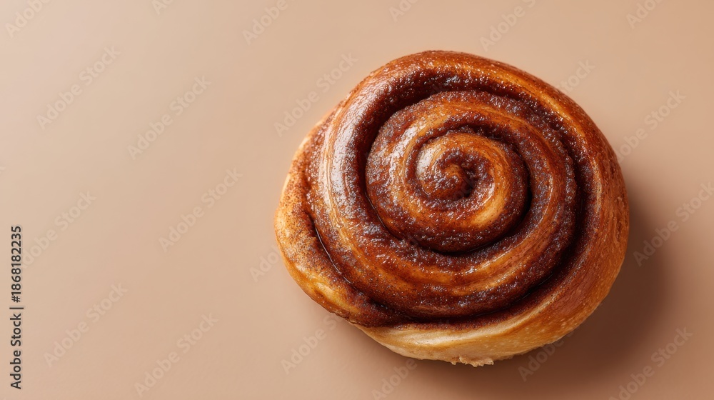 Fototapeta premium Freshly baked cinnamon roll on table