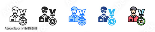 Employee Award Icon Set Multiple Style Collection