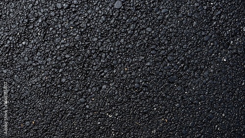 Top down view of fresh black road asphalt texture