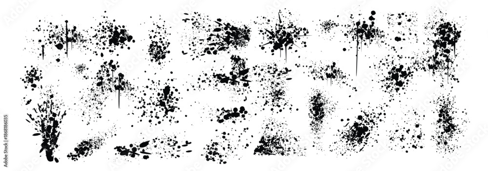 Φωτογραφία spray paint drips inky blots or splashes black splatters