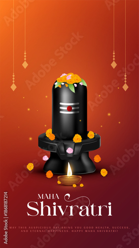 Happy maha Shivratri, a Hindu festival celebrated of lord shiva night. Maha shivratri indian religious festival banner.