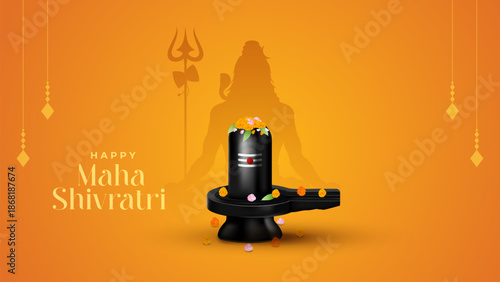 Happy maha Shivratri, a Hindu festival celebrated of lord shiva night. Maha shivratri indian religious festival banner.