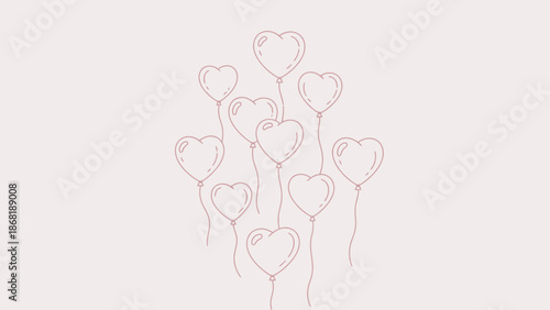 Heart-Shaped Balloons, Celebration, Festive Event, Minimal Design, Soft Colors