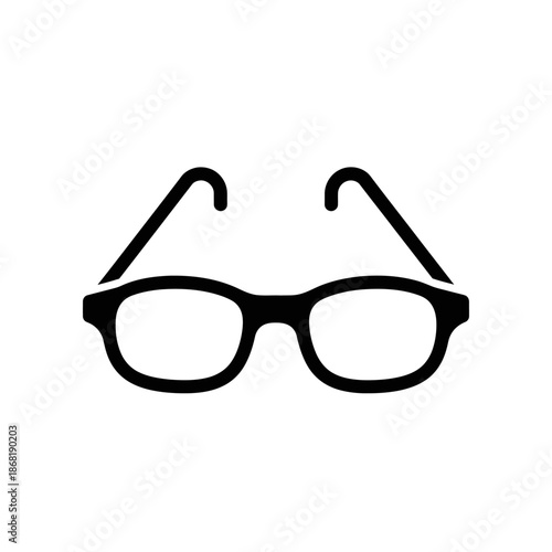 Simple Black Eyeglasses Icon Vector Illustration on White Background