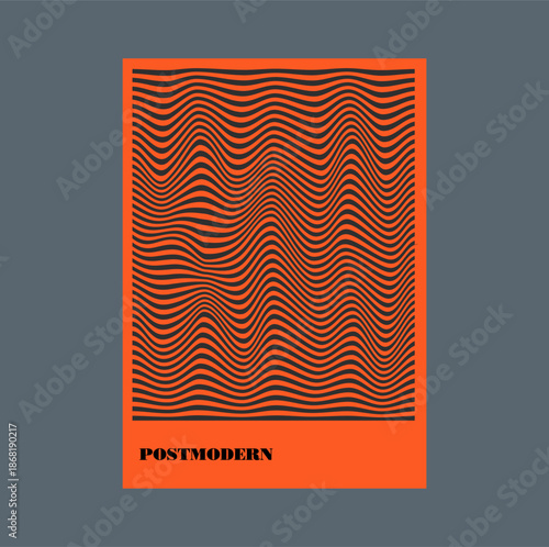 Poster inspired postmodern of vector abstract dynamic symbols with bold geometric shapes, useful for web background, poster art design, magazine front page, hi-tech print, cover artwork.