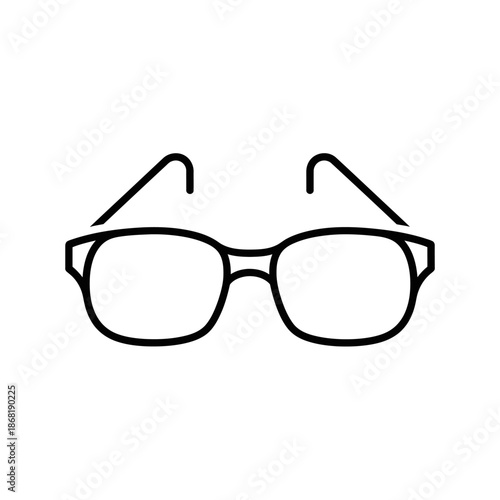 Simple black line drawing of eyeglasses on white background
