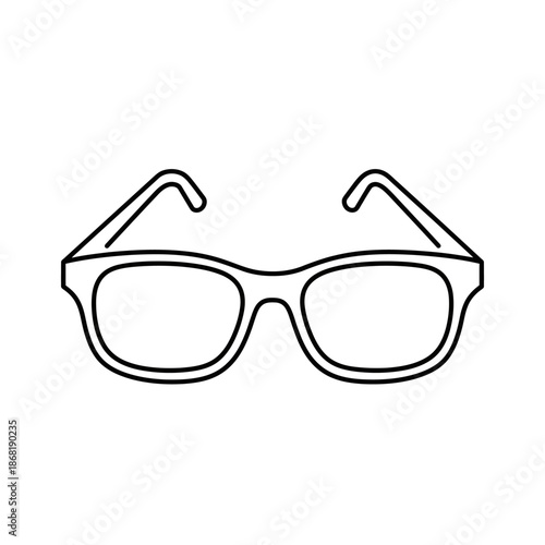 Simple black outline drawing of eyeglasses on white background