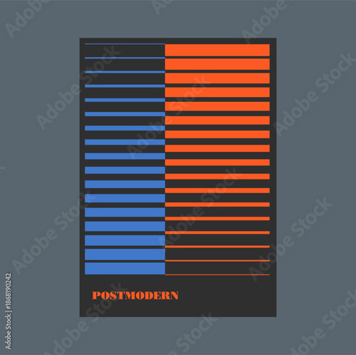 Poster inspired postmodern of vector abstract dynamic symbols with bold geometric shapes, useful for web background, poster art design, magazine front page, hi-tech print, cover artwork.