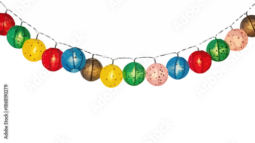 String of patterned colorful globe lights for festival decoration