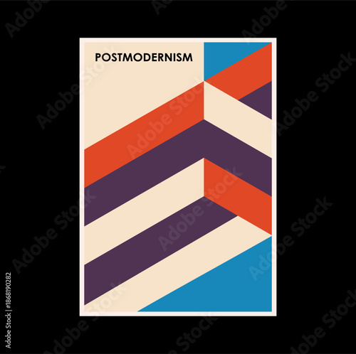 Poster inspired postmodern of vector abstract dynamic symbols with bold geometric shapes, useful for web background, poster art design, magazine front page, hi-tech print, cover artwork.