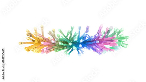 Abstract rainbow colored fiber optic or tinsel light garland