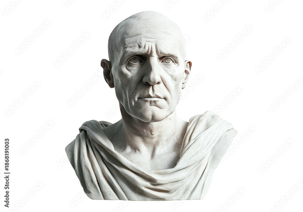 Obraz premium Realistic Marble Bust of an Ancient Roman Senator in Classic Style